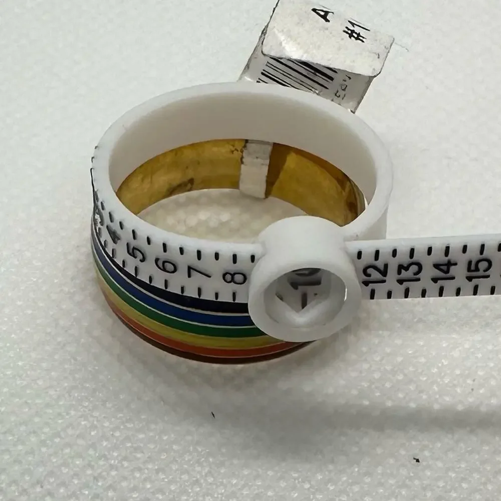 Rainbow Pride Striped Ring Resin Acrylic Multicolor Statement Size 8
